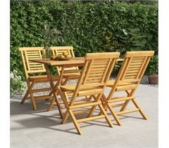 Juego de comedor para jardín 5 piezas madera maciza de teca