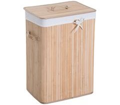Cesto para Ropa Sucia Bambú, PU, bolsa de lona HOMCOM