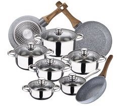 Bateria de cocina 12 piezas con juego de sartenes