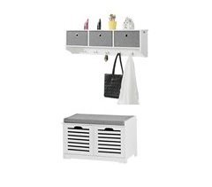 Mueble recibidor Zapatero + Perchero FSR23-K-W+FRG282-W SoBuy