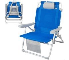Silla playa mochila ultraresistente 120 kg c/ cojín, bolsa y bolsillo Aktive