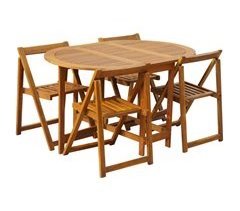 Set comedor de jardín plegable 5 piezas madera maciza de acacia