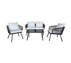 Conjunto de muebles de jardín OUVÉA de 4 plazas de cuerda