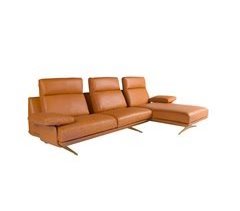 Sofá chaise longue derecha piel marrón terracota