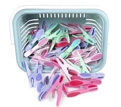 Pinzas de Plástico | Cesta de Plástico Rectangular pack 48 pinzas