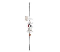 Estantería Telescópica Ducha Baño – 4 Estantes Ajustables con Ganchos
