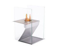 Chimenea de etanol de sobremesa en acero y cristal templado