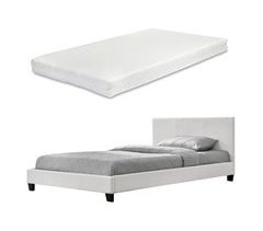 [Corium] Cama Albacete cuero sintético moderna - con colchón 149x210