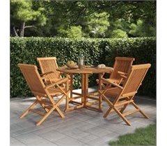 Set de comedor de jardín plegable 5 pzas madera maciza de teca