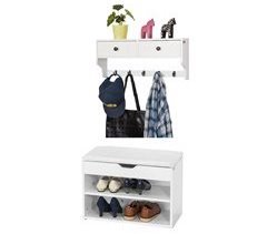 Set de 1 Banco Zapatero y 1 Perchero SoBuy FSR25-W+FRG178-W