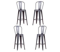 Pack de 4 taburetes metálicos con respaldo alto - Bistro