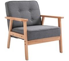 Sillón Individual Lino, Madera de Caucho HOMCOM