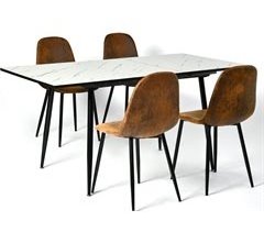Conjunto de mesa y 4 sillas de piedra brillante