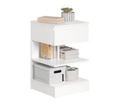Mesita de Noche con 1 cajón y 2 estantes FBT49-W SoBuy