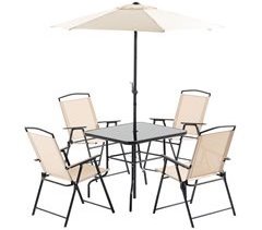 Conjunto de Muebles para Jardín Metal, Vidrio Templado, Poliéster