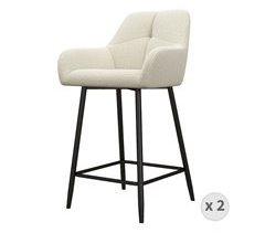 LEA-Taburete de bar de tela ecu (x2)