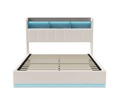 Cama con almacenamiento, iluminación LED, tomas USB y Type-C