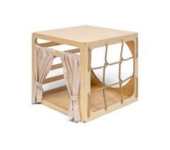 Cubo de escalada de madera y casa de juegos