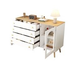 Aparadore de panel de partículas con 1 puerta y 4 cajónes