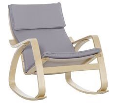 Silla Mecedora Madera de Abedul, Espuma, Lino HOMCOM