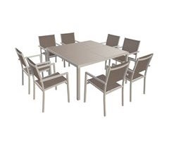Conjunto de muebles de jardín CAGLIARI de 8 plazas en textileno y aluminio