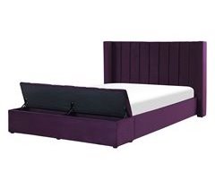 Beliani Cama con banco de almacenaje Terciopelo NOYERS 170x247
