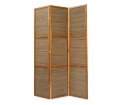 Biombo de 3 paneles en madera y bambú