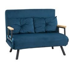 Sofá Cama Acero, Espuma, Poliéster, Madera de Caucho HOMCOM