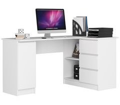 Escritorio B20 AKORD 3 cajones 4 estantes Blanco, Negro brillo 155x85
