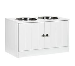 Comedero para Perros MDF, Acero Inoxidable PawHut
