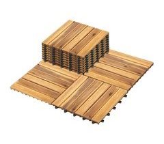 YOEVU -Set de 10 Baldosas de exterior Madera de Acacia(6 láminas)