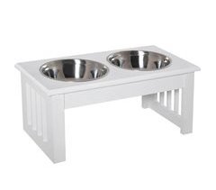 Comedero Elevado para Perros Acero Inoxidable, MDF PawHut