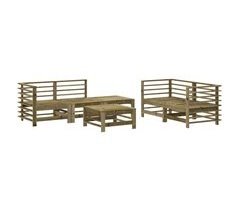 Juego de muebles de jardín 6 piezas madera de pino impregnada