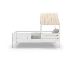 Cama 90cm cabaña ANGELA blanco lacado y madera natural