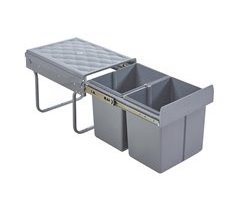Cubo de basura extraíble Froland capacidad 2x15 L plástico/acero