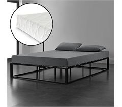 Cama Doble (Kreta) con colchón y listón de cama metal-acero 143x203