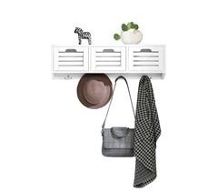 Perchero de pared con 3 Cestas y 4 Ganchos FHK19-W SoBuy