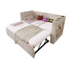 Sofá cama individual de algodón y lino