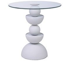 Mesa auxiliar de cristal y metal