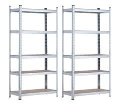 Pack 2 Estanterías Modulares Galvanizadas con 5 Baldas Ajustables