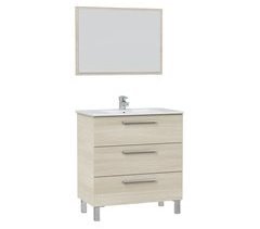 Mueble baño Alise 3 cajones espejo, sin lavabo, Roble