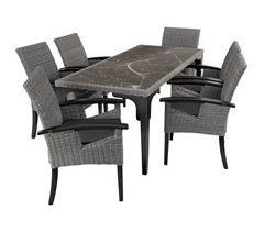 Mesa de ratán Foggia con 6 sillas Rosarno