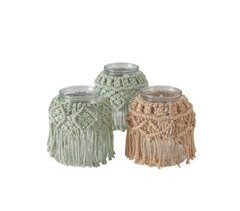 Porta velas MAKRAMEE surtido material cristal