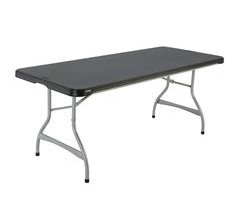 Mesa rectangular patas plegables negro LIFETIME 182 x 76 x 73,5 cm