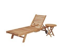 Juego de tumbona y mesa auxiliar de teca plegable LOMBOK