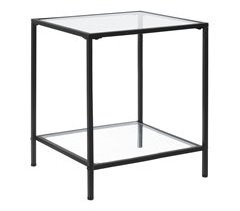 Mesa de Centro Norrtälje con estante vidrio templeado y acero