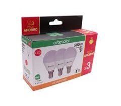 Pack 3 bombillas ESFERICA Led E14 6W 3000K