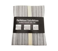 Plaid multiusos RAYAS gris claro poliéster 180x260 cm
