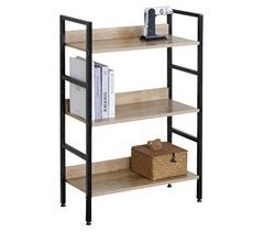 Estantería Baja de Salón con 3 Estantes de Melamina y Metal