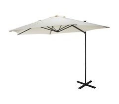 WELL HOME - Sombrilla colgante Push Up con base de acero cruzado 270x270